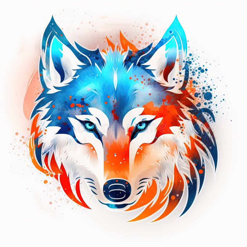 Artistic Wolf Head Drawing, Beautiful Abstract Wolf. Generative Ai