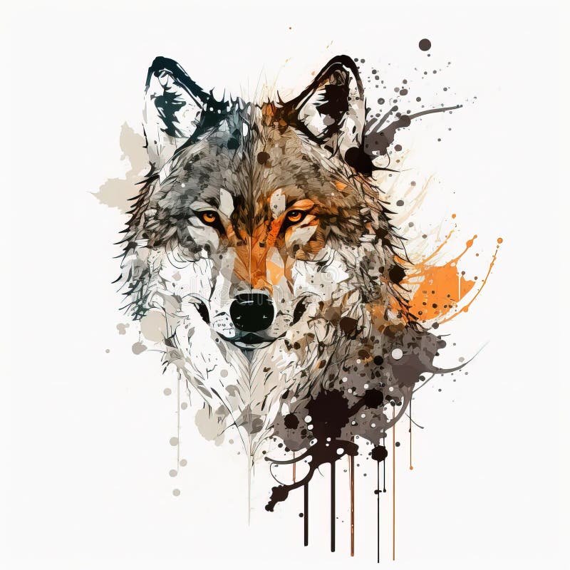 Artistic Wolf Head Drawing Beautiful Abstract Wolf Generative Ai