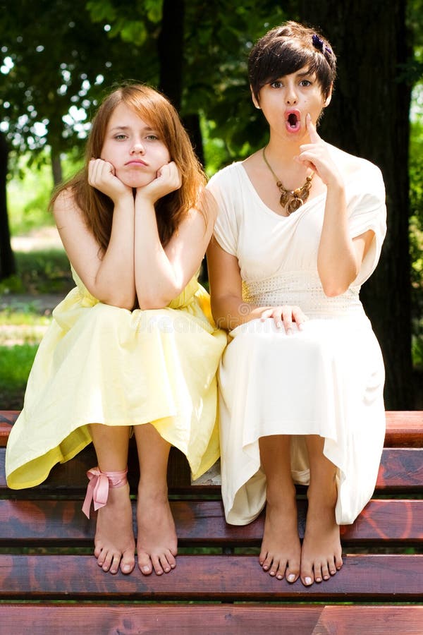 Artistic young girls in the park