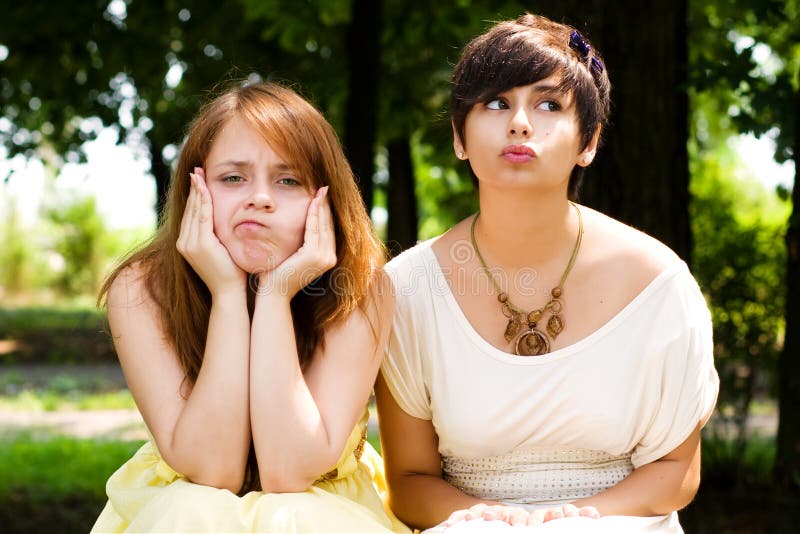 Artistic young girls in the park