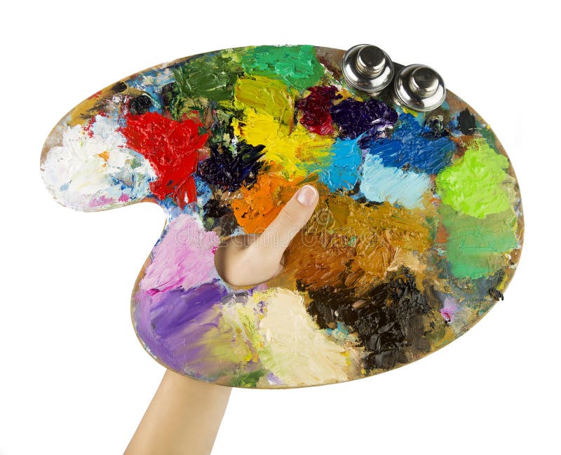 Artists Hands Holding A Paint Brush And Palette Stock Image Image Of