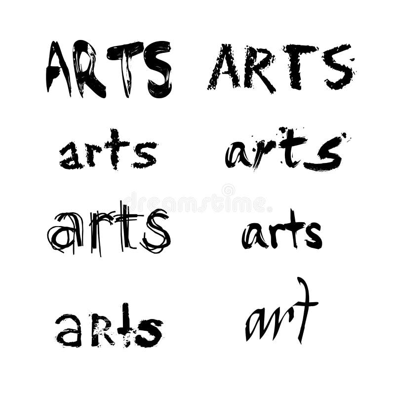Arts Spelled in Various Fonts Stock Vector Illustration of white