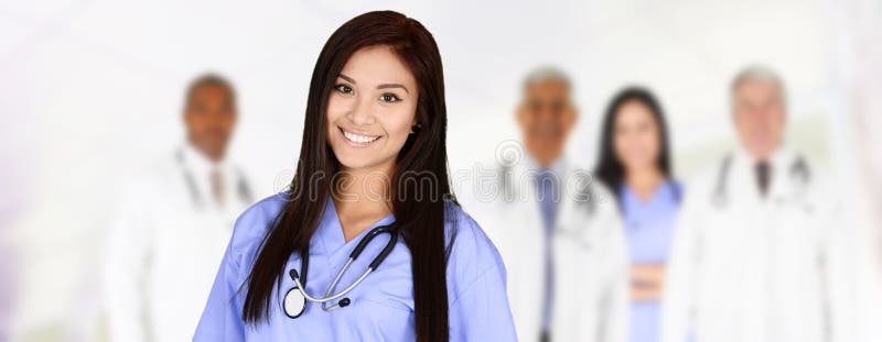 Group of doctors and nurses set in a hospital. Group of doctors and nurses set in a hospital