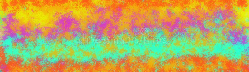 Artsy abstract background with paint spatter impressionistic style design and texture in orange yellow, purple, blue green