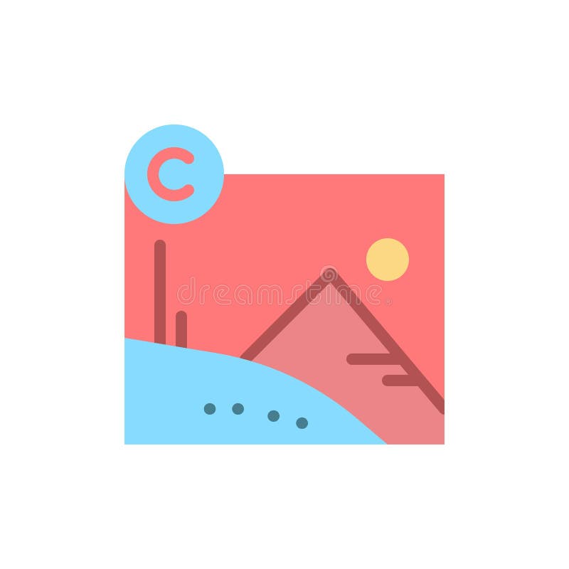 Artwork, Business, Copyright, Copyrighted Flat Color Icon. Vector Icon