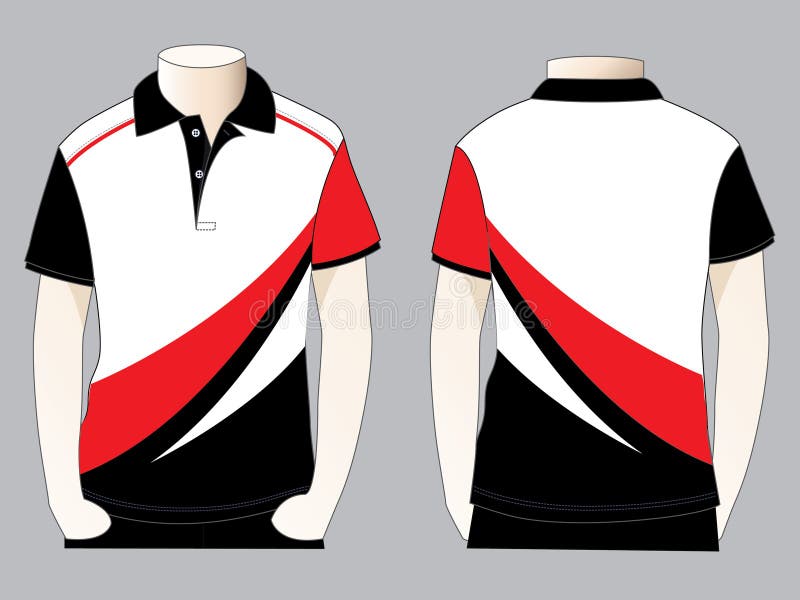 White-Red-Black Short Sleeve Polo Shirt Design Stock Illustration ...