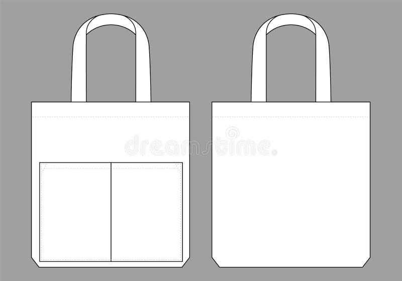 Blank White Tote Bag with Double Pocket Template Stock Illustration ...