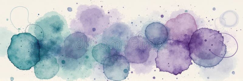 Artă acuarelă abstractă cu modele circulare albastre și violete stock images