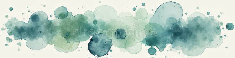 Artă acuarelă abstractă cu modele circulare verde și albastru stock photography