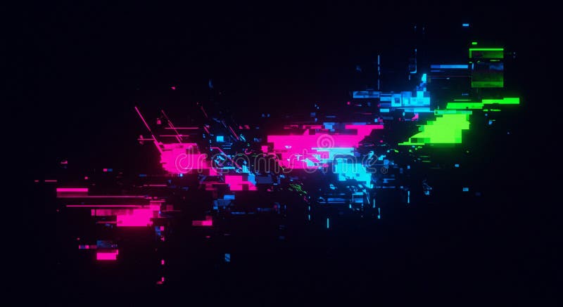 Artă digitală abstractă cu o gamă haotică de forme geometrice colorate în mod strălucitor stock illustration