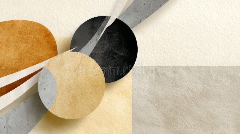 Artă geometrică abstractă cu cercuri texturate și tonuri pământești. royalty free stock photo