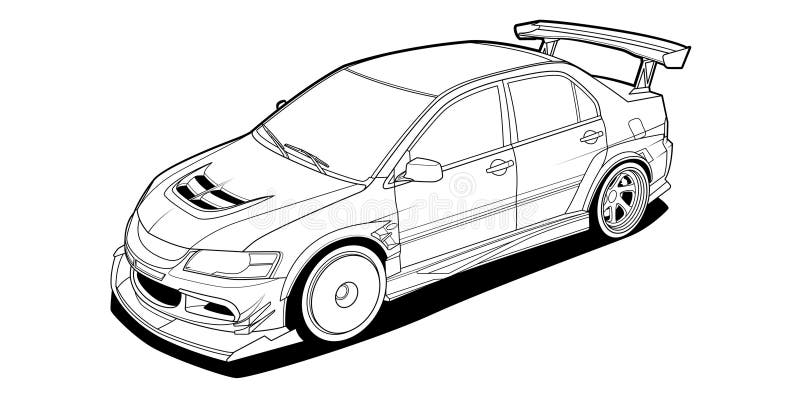 Artă liniară de înaltă calitate a unei mașini sport moderne elegante design aerodinamic proiecte auto de colorat cărți educațional vector illustration