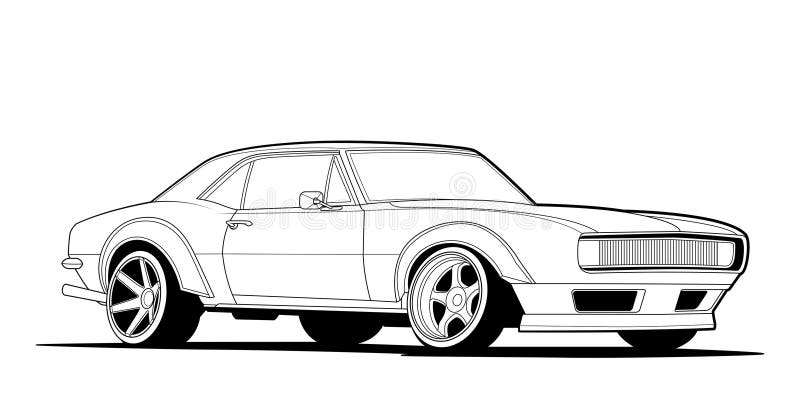 Artă liniară de înaltă calitate a unei mașini sport moderne elegante design aerodinamic proiecte auto de colorat cărți educațional vector illustration