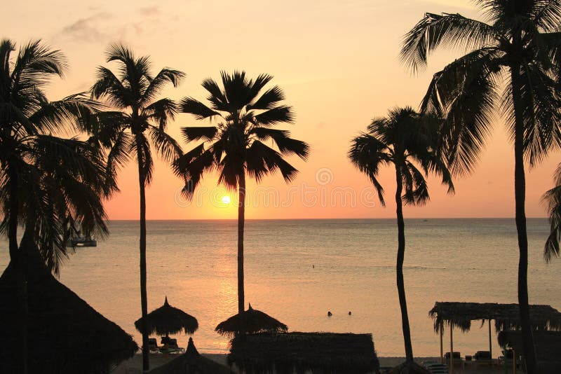 Aruba solnedgång arkivbilder Aruba solnedgång arkivbilder
