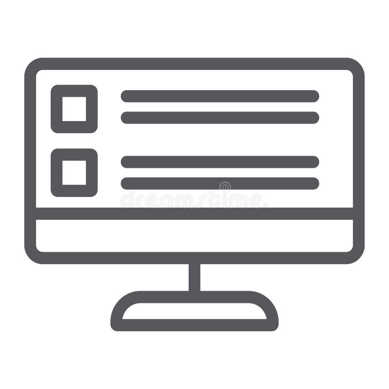 As avaliações em linha alinham o Ãcone, o computador e o teste, sinal da tela do PC, gráficos de vetor, um teste padrão line ilustração royalty free As avaliações em linha alinham o Ãcone, o computador e o teste, sinal da tela do PC, gráficos de vetor, um teste padrão line ilustração royalty free