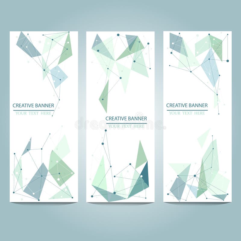 As bandeiras do vetor ajustaram-se com formas abstratas poligonais, com círculos, linhas, triângulos ilustração do vetor As bandeiras do vetor ajustaram-se com formas abstratas poligonais, com círculos, linhas, triângulos ilustração do vetor