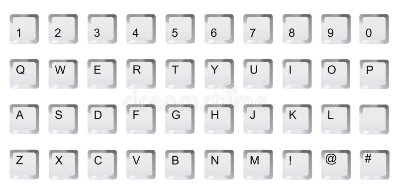 Teclado para jogos digitação de computador isolada em branco