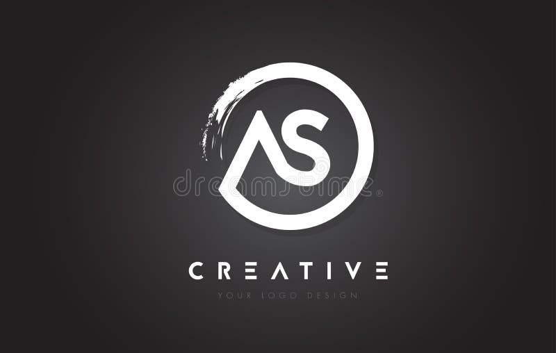 AS Circular Letter Logo with Circle Brush Design and Black Background ...