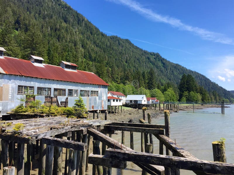 The buildings of the former fish cannery in Port Edward near the town of Prince Rupert on a sunny summer's day. The buildings of the former fish cannery in Port Edward near the town of Prince Rupert on a sunny summer's day.