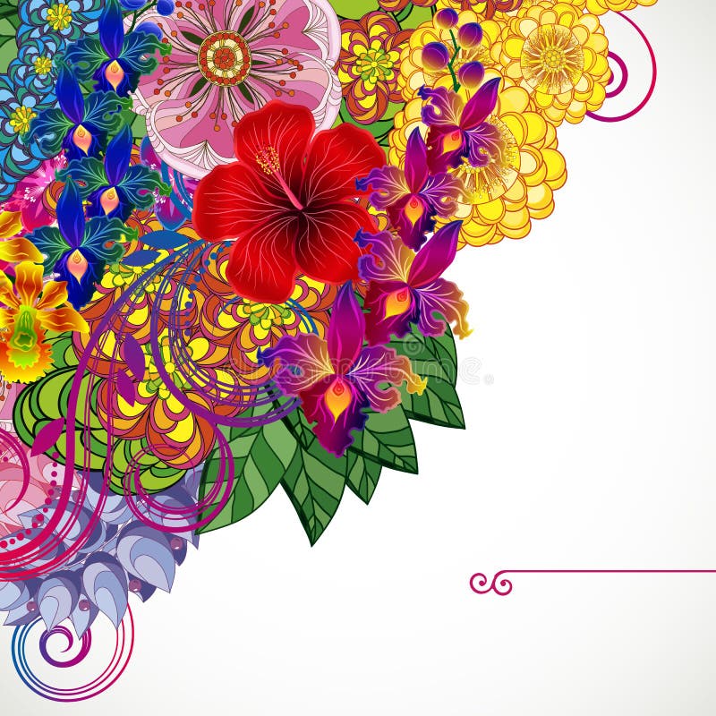As cores da aquarela florescem o fundo Projeto da natureza da mola com ramos florais ilustração stock As cores da aquarela florescem o fundo Projeto da natureza da mola com ramos florais ilustração stock