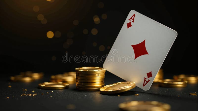 As De Diamante Cu Golden Poker stock photos