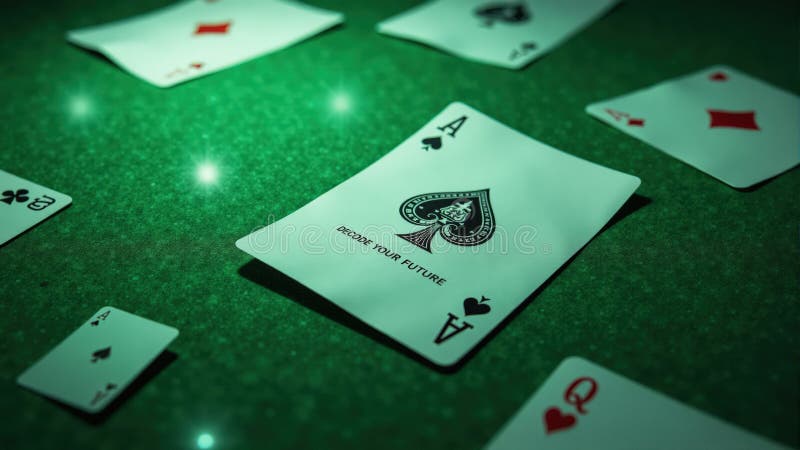 As de pică pe masa verde royalty free illustration