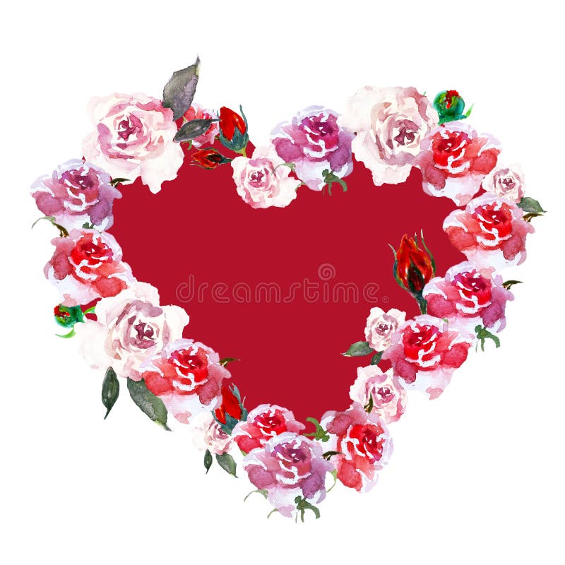 As flores vermelhas e cor-de-rosa do vintage envolvem-se com as rosas da aquarela no fundo branco ilustração stock As flores vermelhas e cor-de-rosa do vintage envolvem-se com as rosas da aquarela no fundo branco ilustração stock