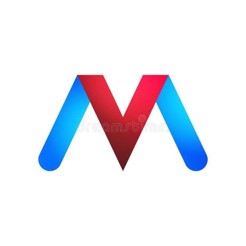 As letras V e M dos logotipos em azul e em vermelho ilustração royalty free As letras V e M dos logotipos em azul e em vermelho ilustração royalty free