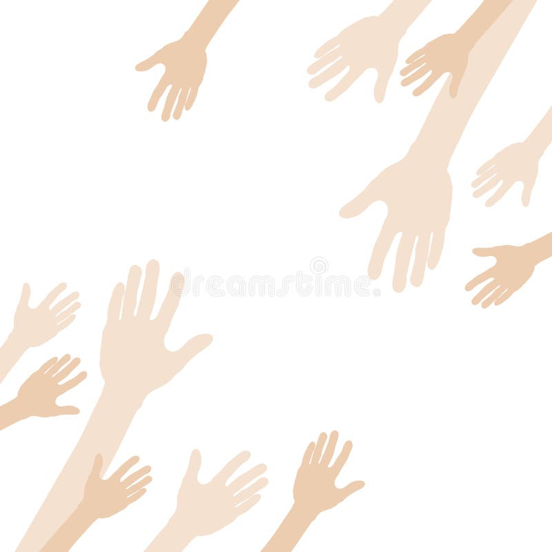 As mãos alcangam para o centro. ilustração do vetor As mãos alcangam para o centro. ilustração do vetor