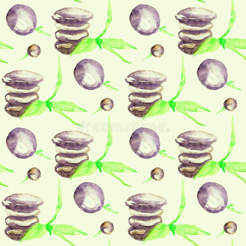 As pedras do basalto para a massagem com tiros de bambu amarelam ilustração do vetor As pedras do basalto para a massagem com tiros de bambu amarelam ilustração do vetor