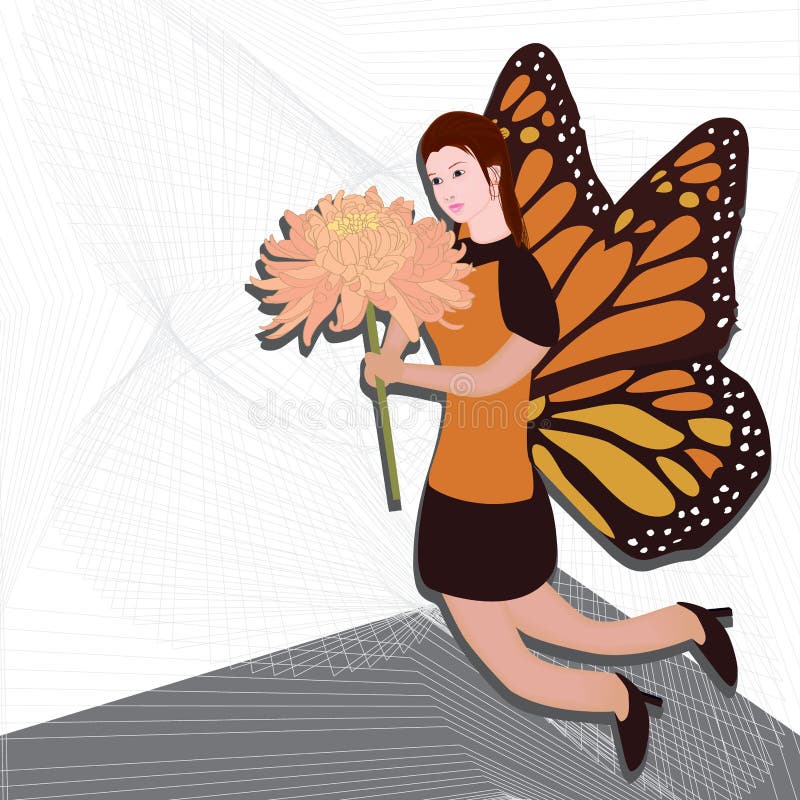 Asa da borboleta da menina ilustração royalty free Asa da borboleta da menina ilustração royalty free