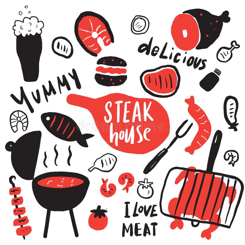 Asador Elementos exhaustos y frases de la mano divertida sobre la comida sabrosa Parrilla, barbacoa, concepto de diseño del resta ilustración del vector Asador Elementos exhaustos y frases de la mano divertida sobre la comida sabrosa Parrilla, barbacoa, concepto de diseño del resta ilustración del vector