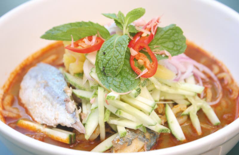 Asam laksa noodle kampung fish or Penang laksa
