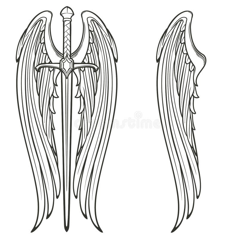 Asas da espada e do anjo ilustração royalty free Asas da espada e do anjo ilustração royalty free