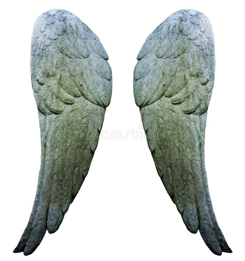 Angel wings made of stone with intricate feather designs. Angel wings made of stone with intricate feather designs.