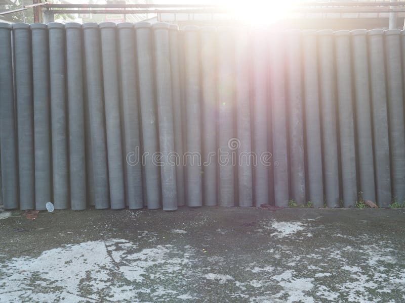 Asbestos Cement Pipes Placed in Vertical Position. Stock Image Image