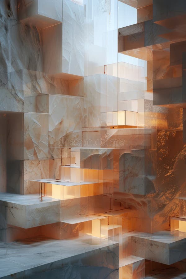 Ascending through layers of a 3D serverless architecture each level a step closer to instant analysis stock illustration