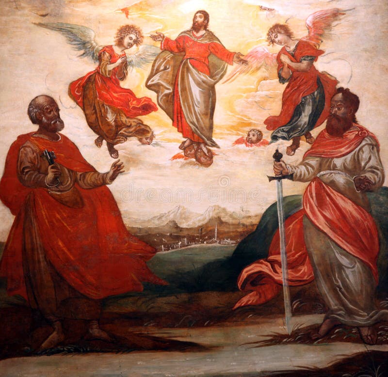Ascension of Christ with Peter and Paul Stock Photo - Image of ...