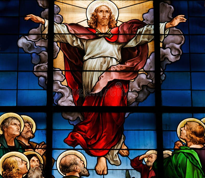 Stained glass window in the German Church in Stockholm Sweden, depicting Jesus' ascension into Heaven. Stained glass window in the German Church in Stockholm Sweden, depicting Jesus' ascension into Heaven.