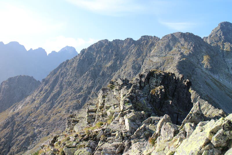 Ascent to Jahnaci stit peak in Zelene pleso valley in High Tatras