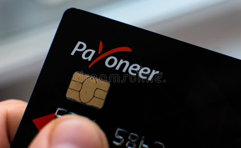 Aschheim, Germany -27 June  2020 : Blocking Payoneer cards, Wirecar company bankruptcy. Issuing Cards from Wirecard Card Solutions