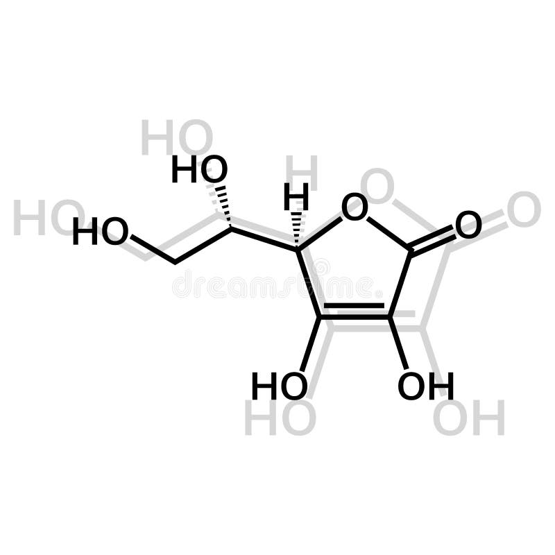 Ascorbic acid or vitamin C stock vector. Illustration of chemistry
