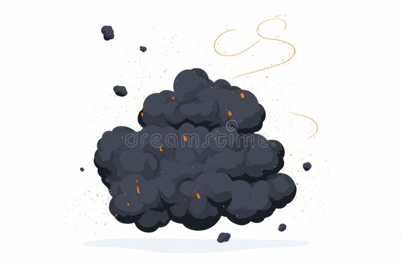 Ash cloud with floating embers minimal on white stock photos