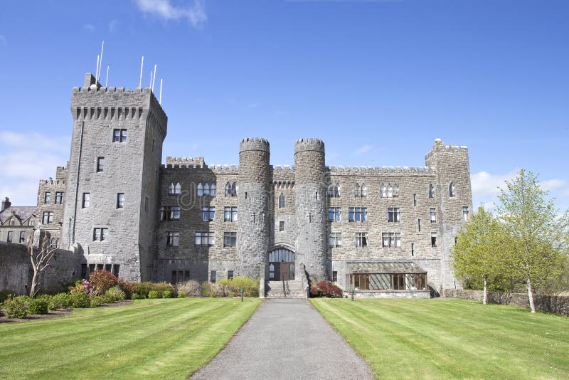 Ashford Castle and gardens in Cong, Ireland. royalty free stock photography Ashford Castle and gardens in Cong, Ireland. royalty free stock photography