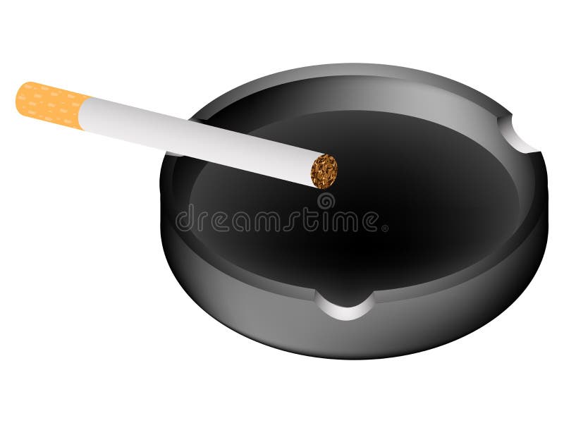 Ashtray and cigarette against white royalty free illustration