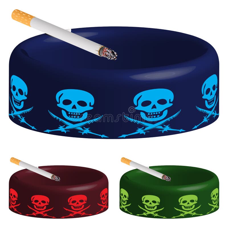 Ashtray with skuls and cigarette royalty free illustration