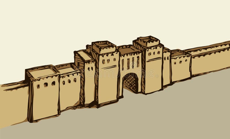 Babylonian Gate. Vector drawing scene