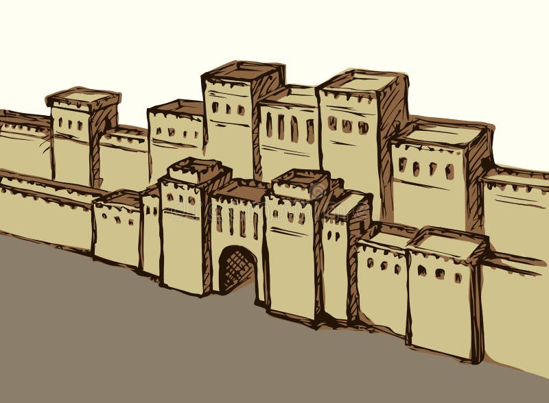 Babylonian Gate. Vector drawing scene