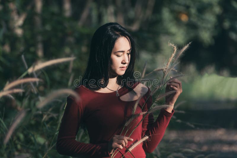 Asia beautiful girl in the park stock photography Asia beautiful girl in the park stock photography