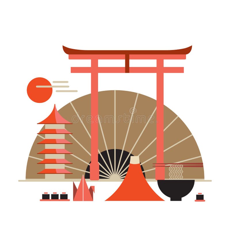 Asia design elements collection Welcome to Japan banner vector illustration